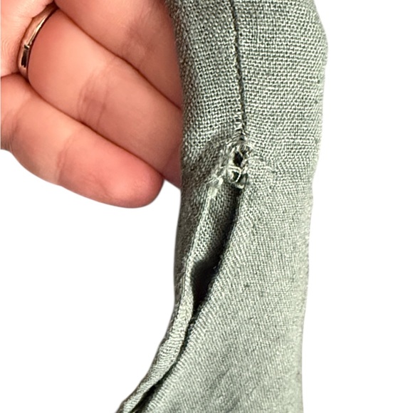 Zara Green Dress Size Medium Linen Blend Midi Length Short Sleeve - Picture 11 of 11